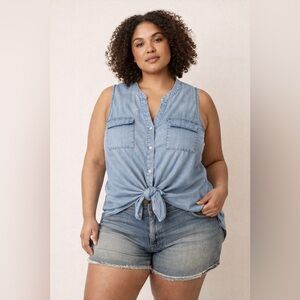 Chico's Light Blue Lyocell Fabric Size 1